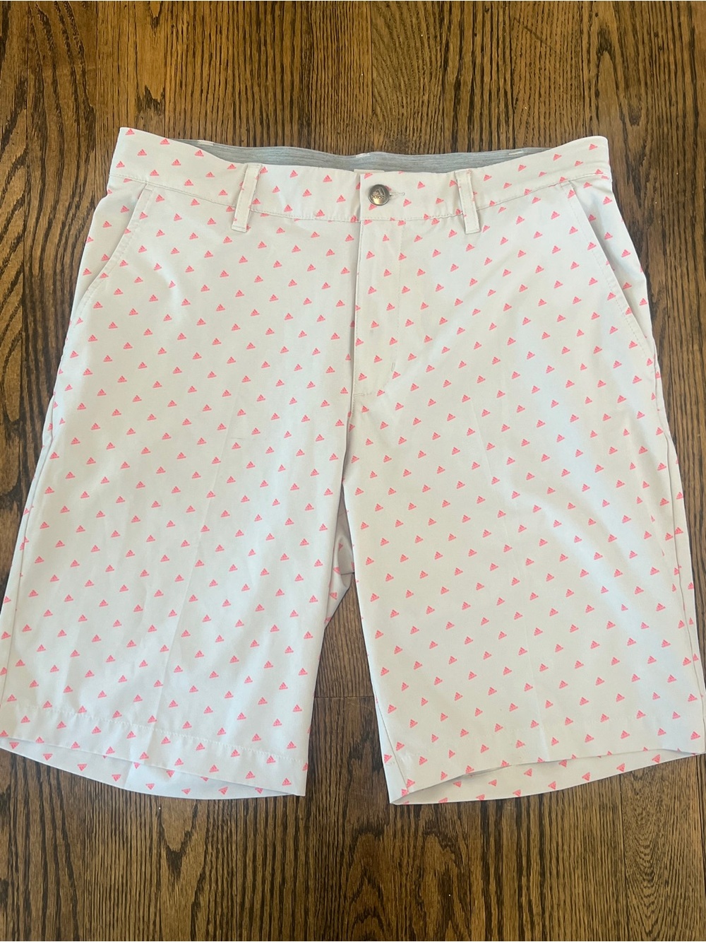 adidas gray Shorts with Pink adidas print